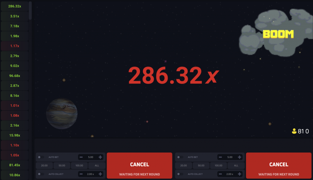 JetX - plane is exploded
